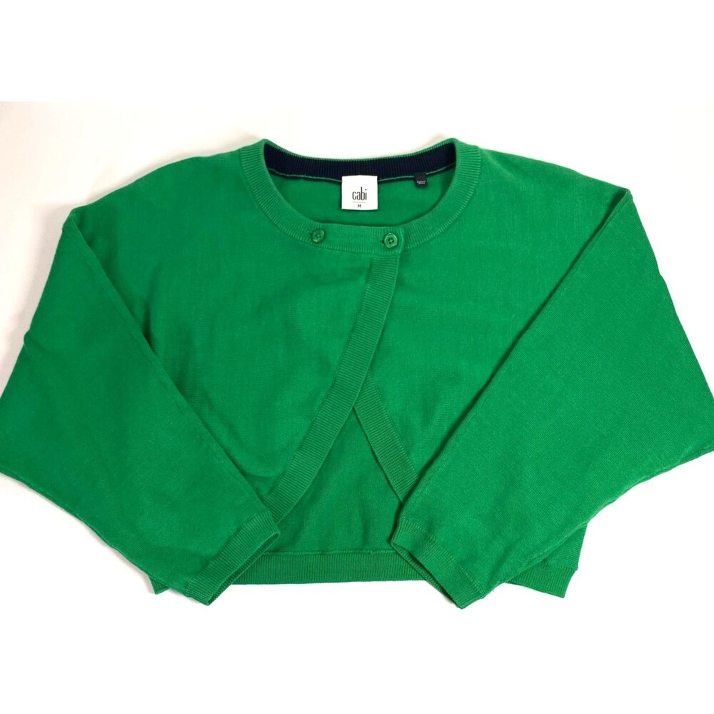 CAbi Piccolo Shrug Cardigan Sweater Womens Size Medium Kelly Green #5008 Crop - Picture 3 of 14
